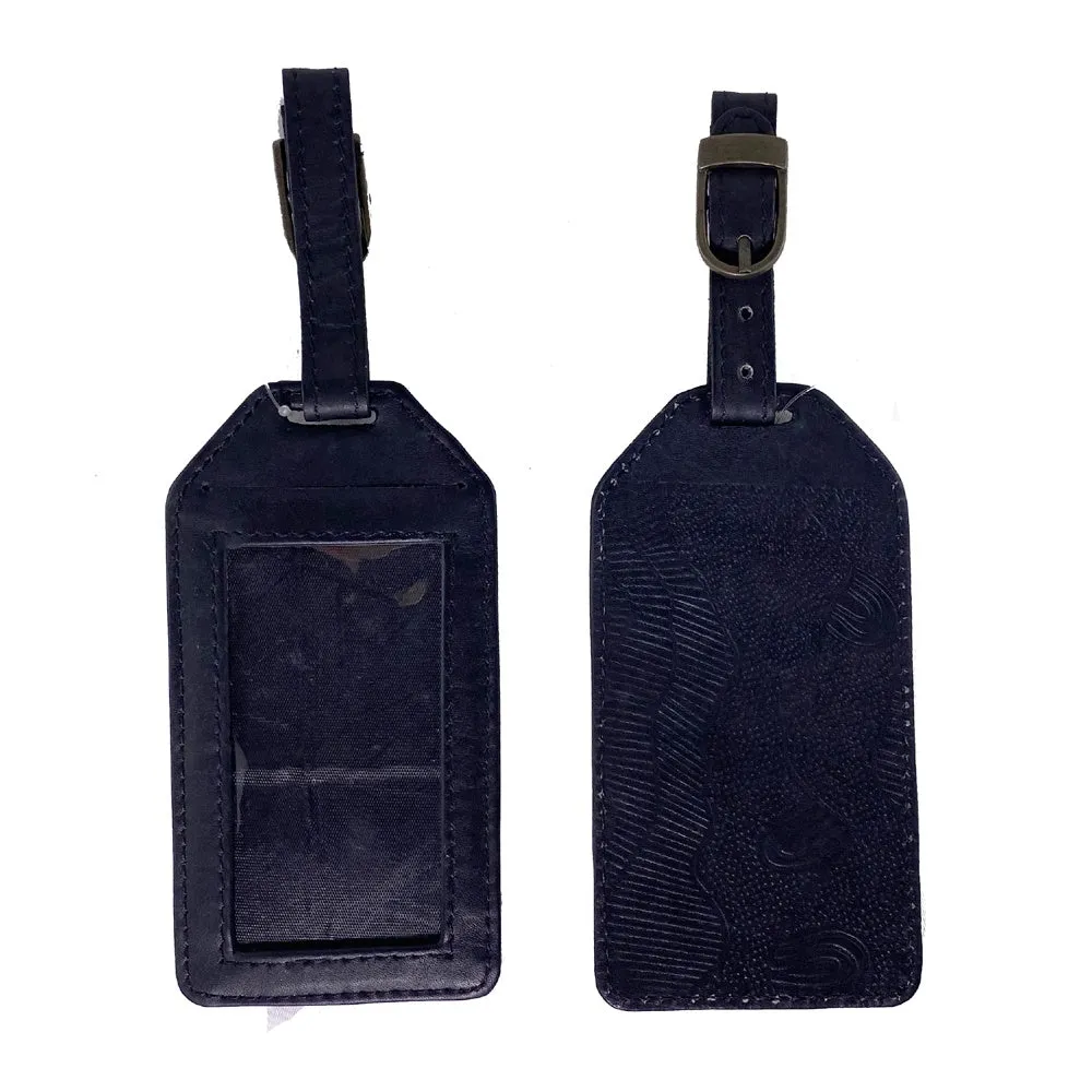 Aboriginal Art Leather Luggage Tag Embossed by Damien and Yilpi Marks
