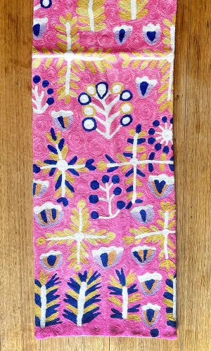 Aboriginal Art Wool Chainstitch Table Runner by Rosie Ross