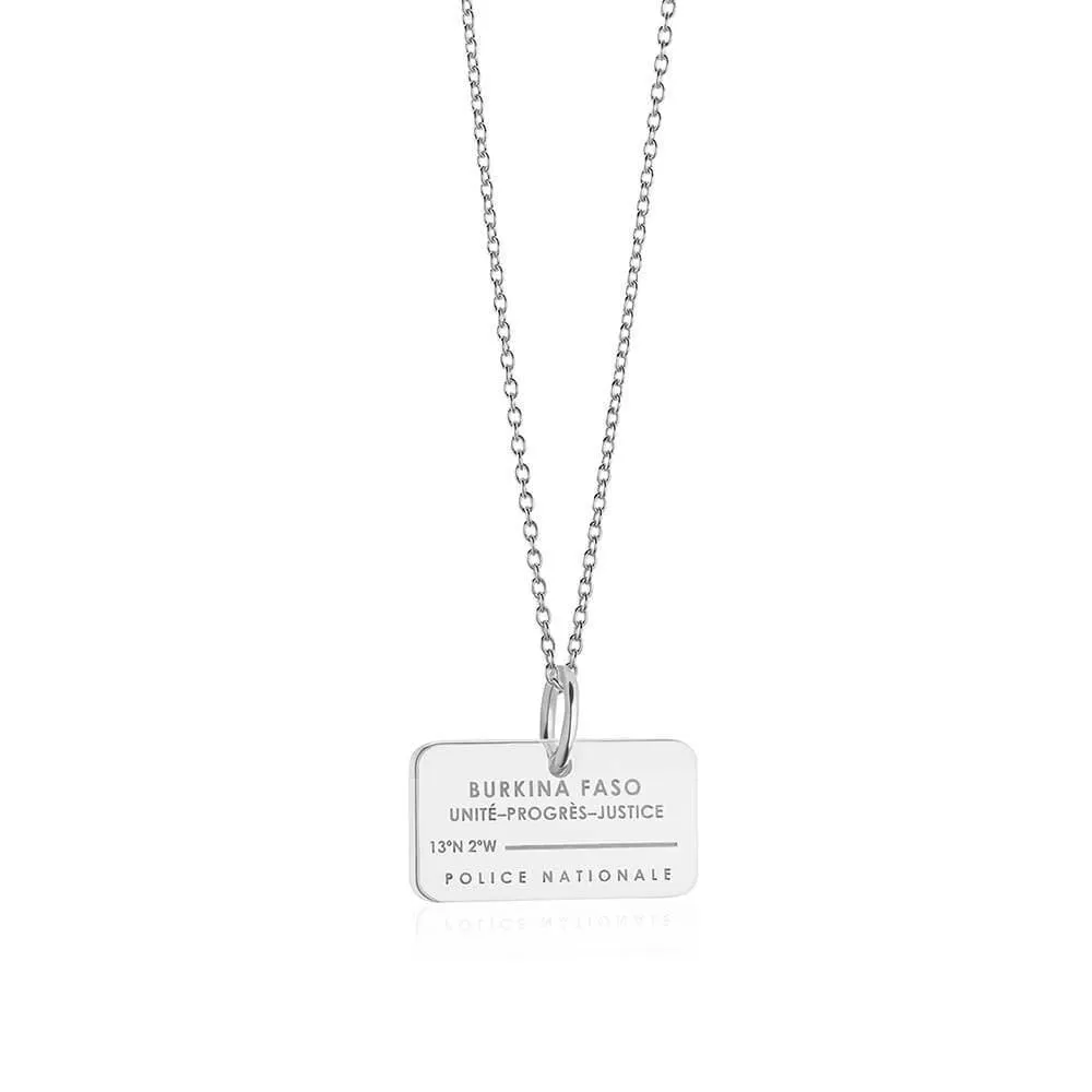 Burkina Faso Passport Stamp Charm Silver