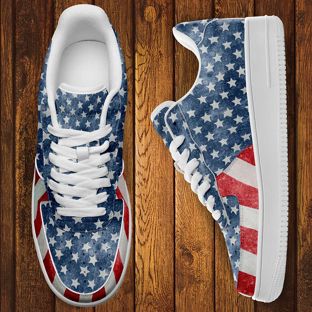 Custom Corporate Gifts, Corporate Thank You Gifts AF1-B05606 Custom AF1 American Flag, USA Flag Sneakers AF1, Shoes, Printed Shoes