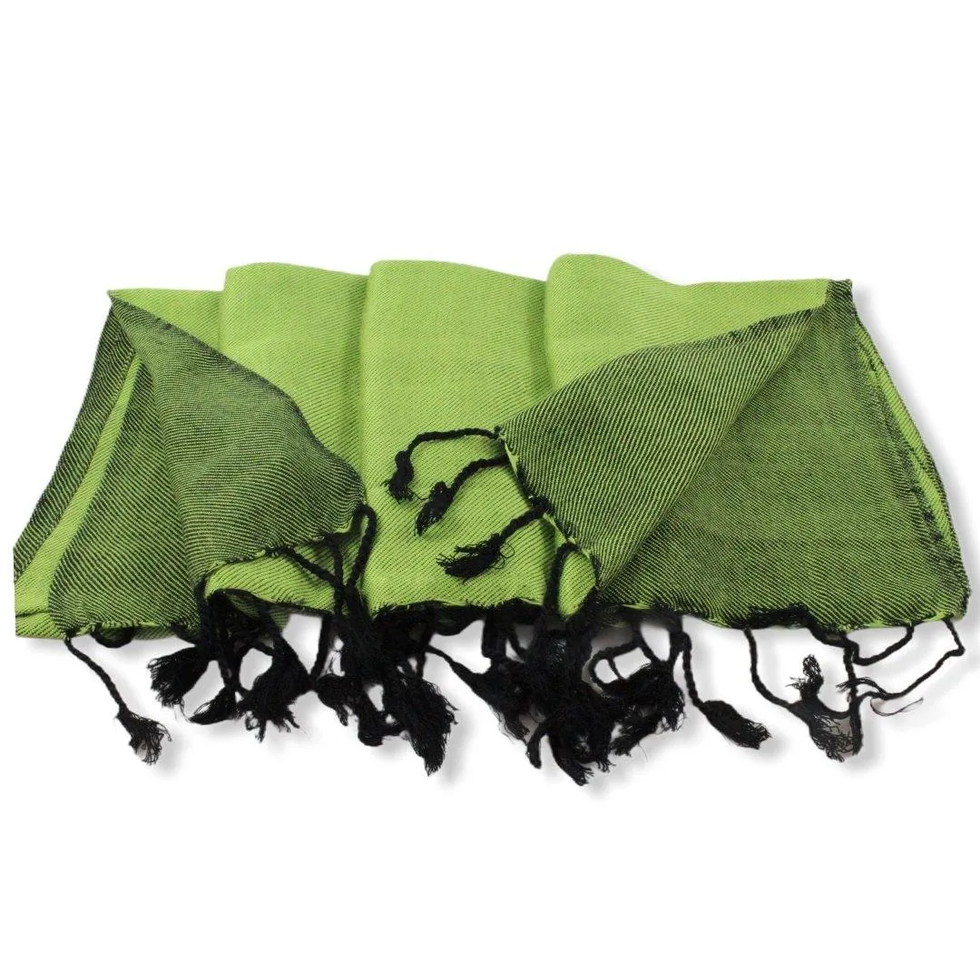 Double-faced Diagonal Shawl - Lime Green