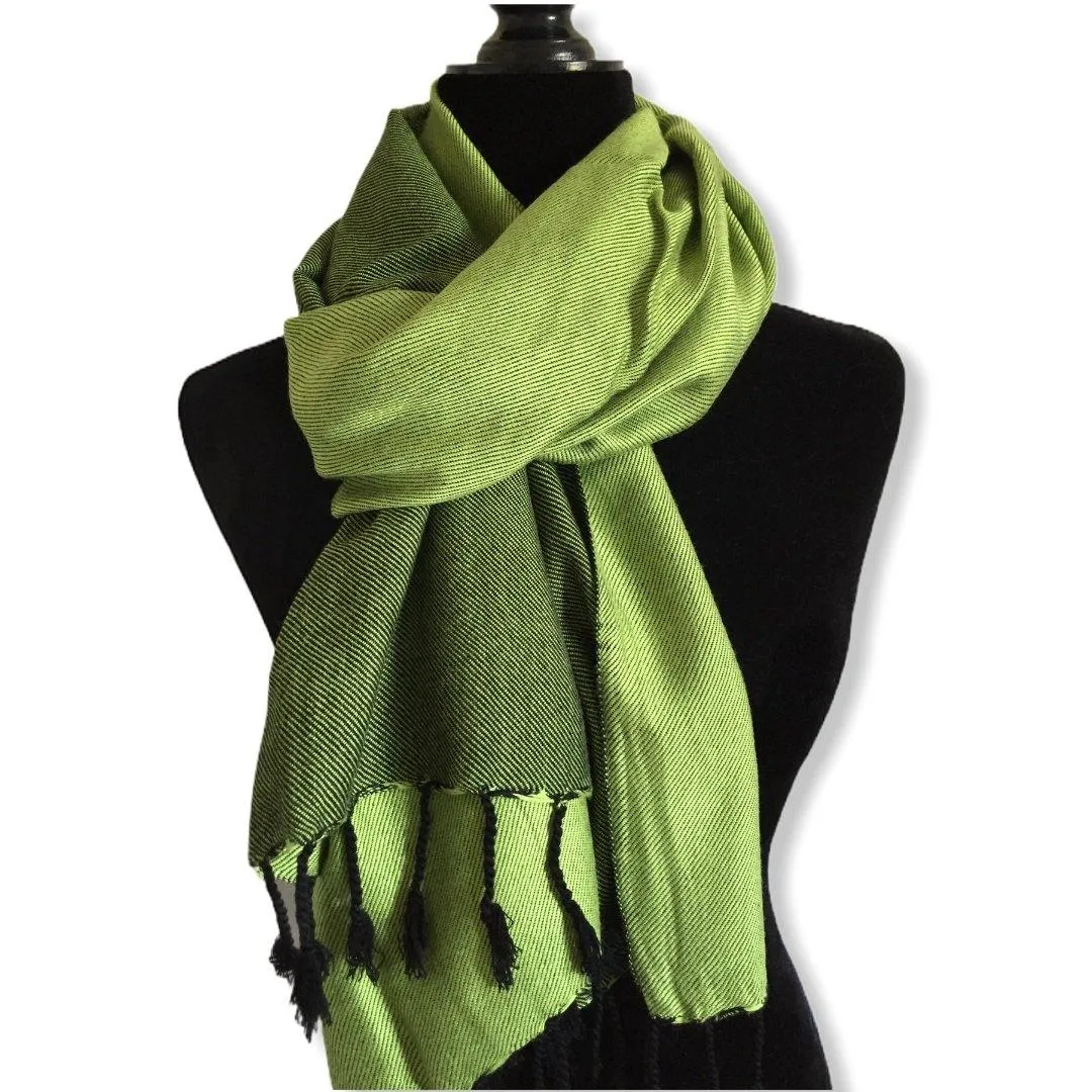 Double-faced Diagonal Shawl - Lime Green
