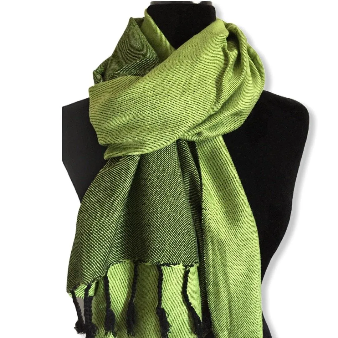 Double-faced Diagonal Shawl - Lime Green
