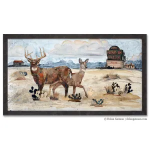 DRIVE-IN DEER original paper collage