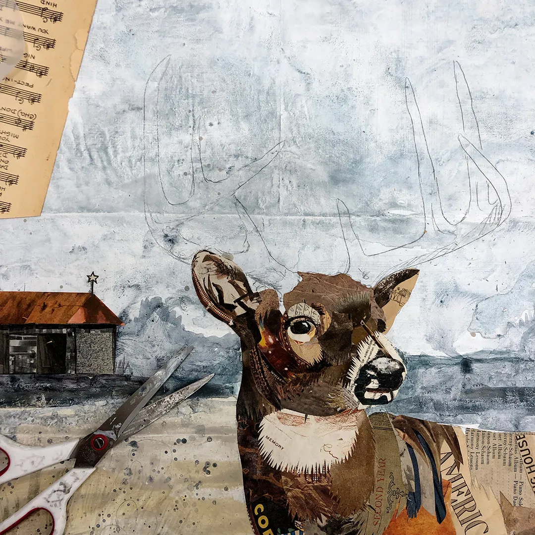 DRIVE-IN DEER original paper collage