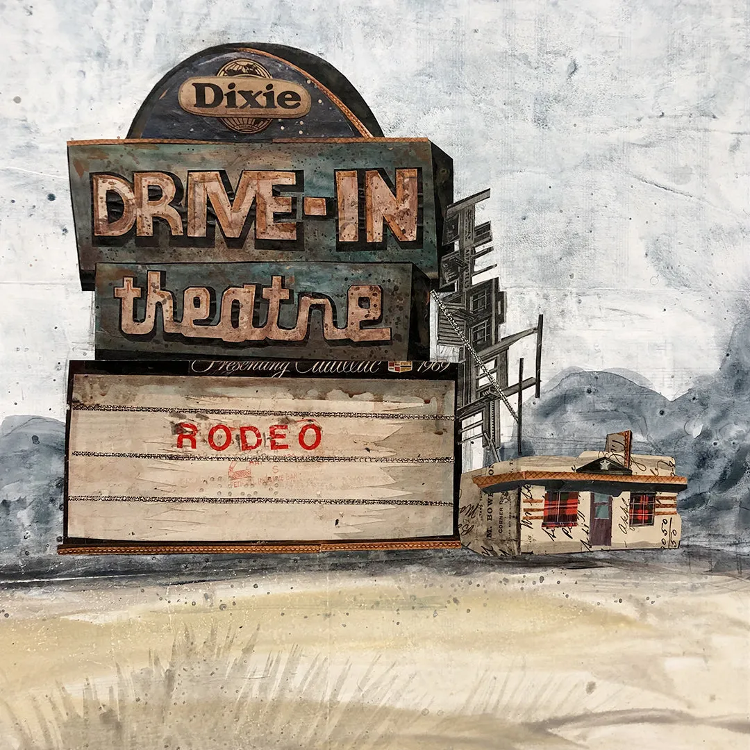 DRIVE-IN DEER original paper collage