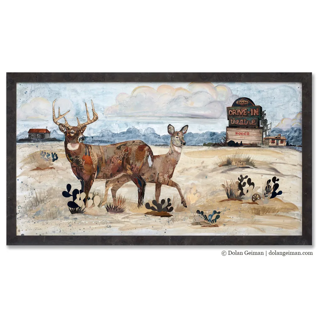 DRIVE-IN DEER original paper collage