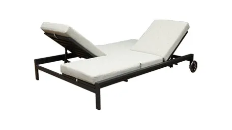 Duoyes Outdoor Chaise Lounge TWIN, Backrests Adaptive individually in Aluminum Frame with Cushions