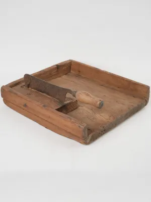 Early 20th Century French Bread Board w/ Knife 16¼" X 15¼"