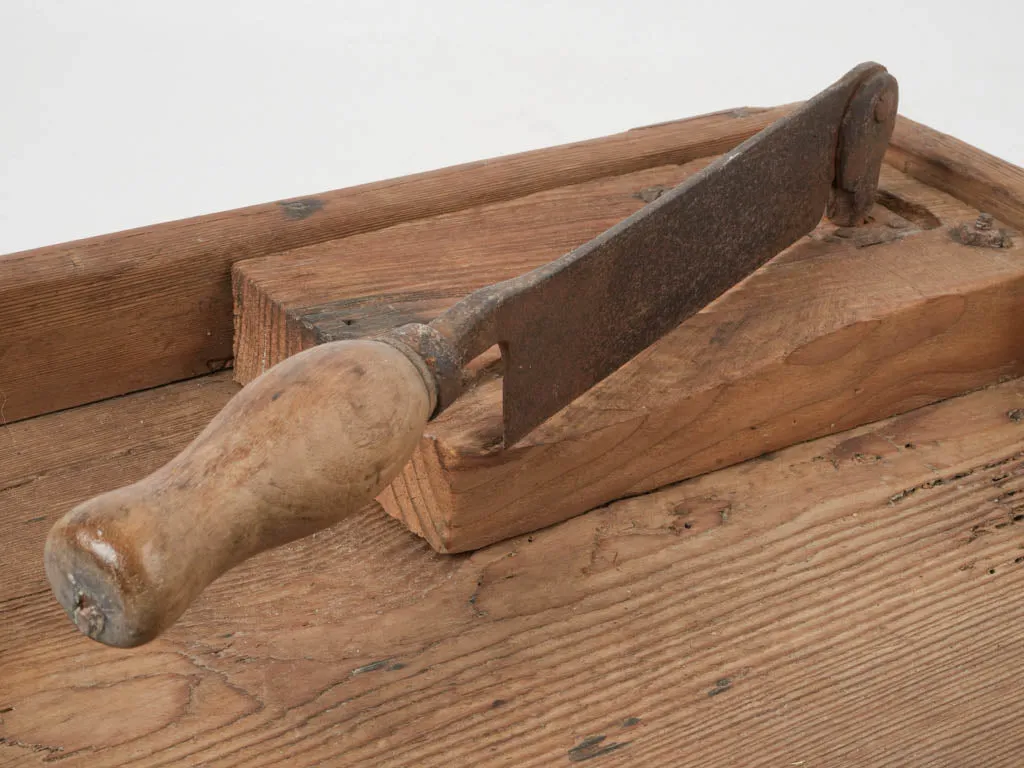 Early 20th Century French Bread Board w/ Knife 16¼" X 15¼"