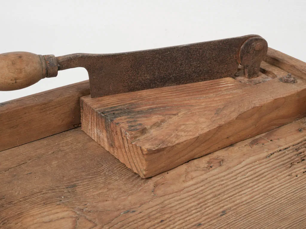Early 20th Century French Bread Board w/ Knife 16¼" X 15¼"