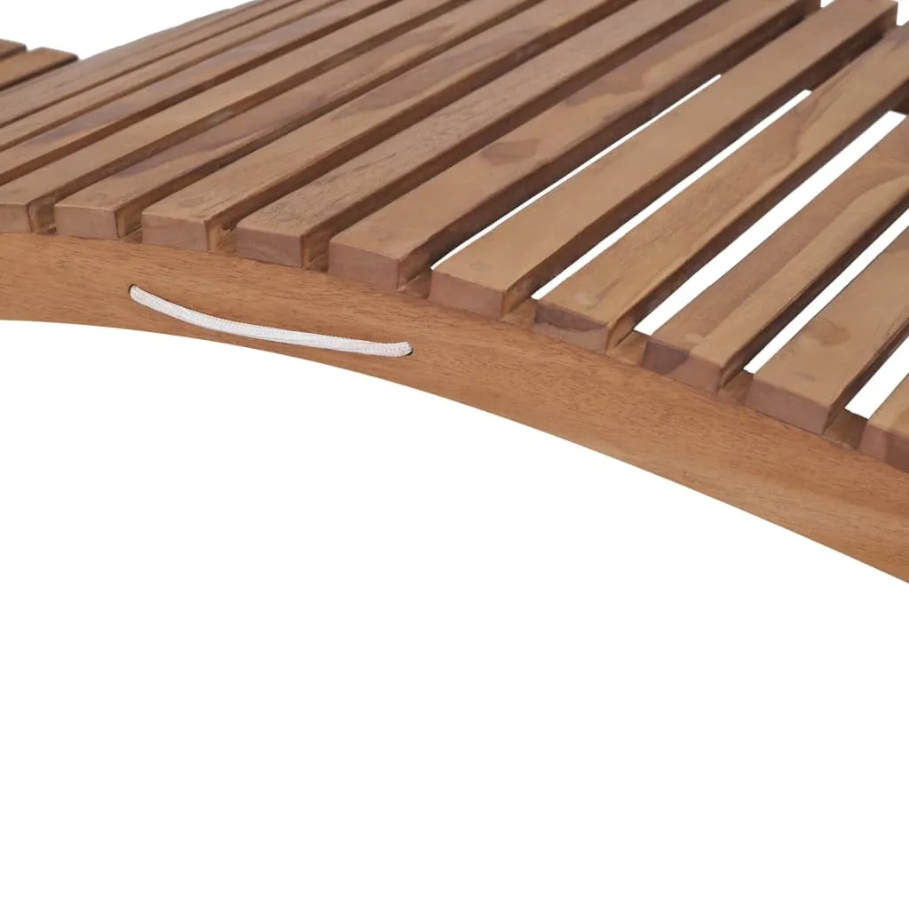 Folding Sun Lounger Solid Teak Wood
