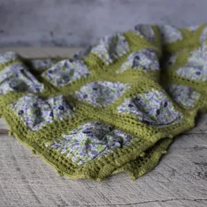 Green Patchwork Crochet Blanket
