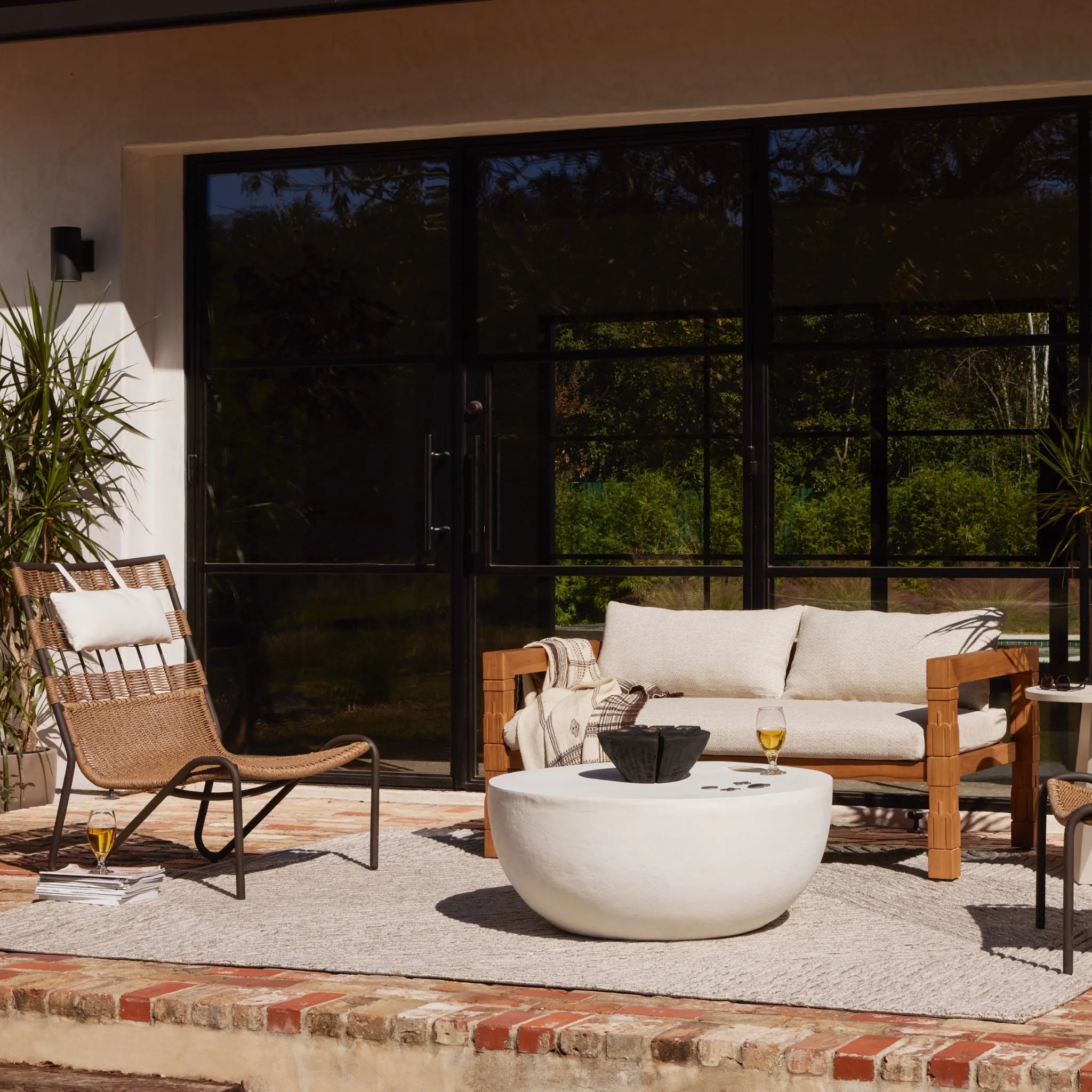 Heathered Natural Linear Outdoor Rug