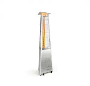 Heavy Duty Tip Protection Stainless Steel Triangular Pyramid Safe Propane Patio Heater 42,000 BTU | With Wheels | Flameout Protection