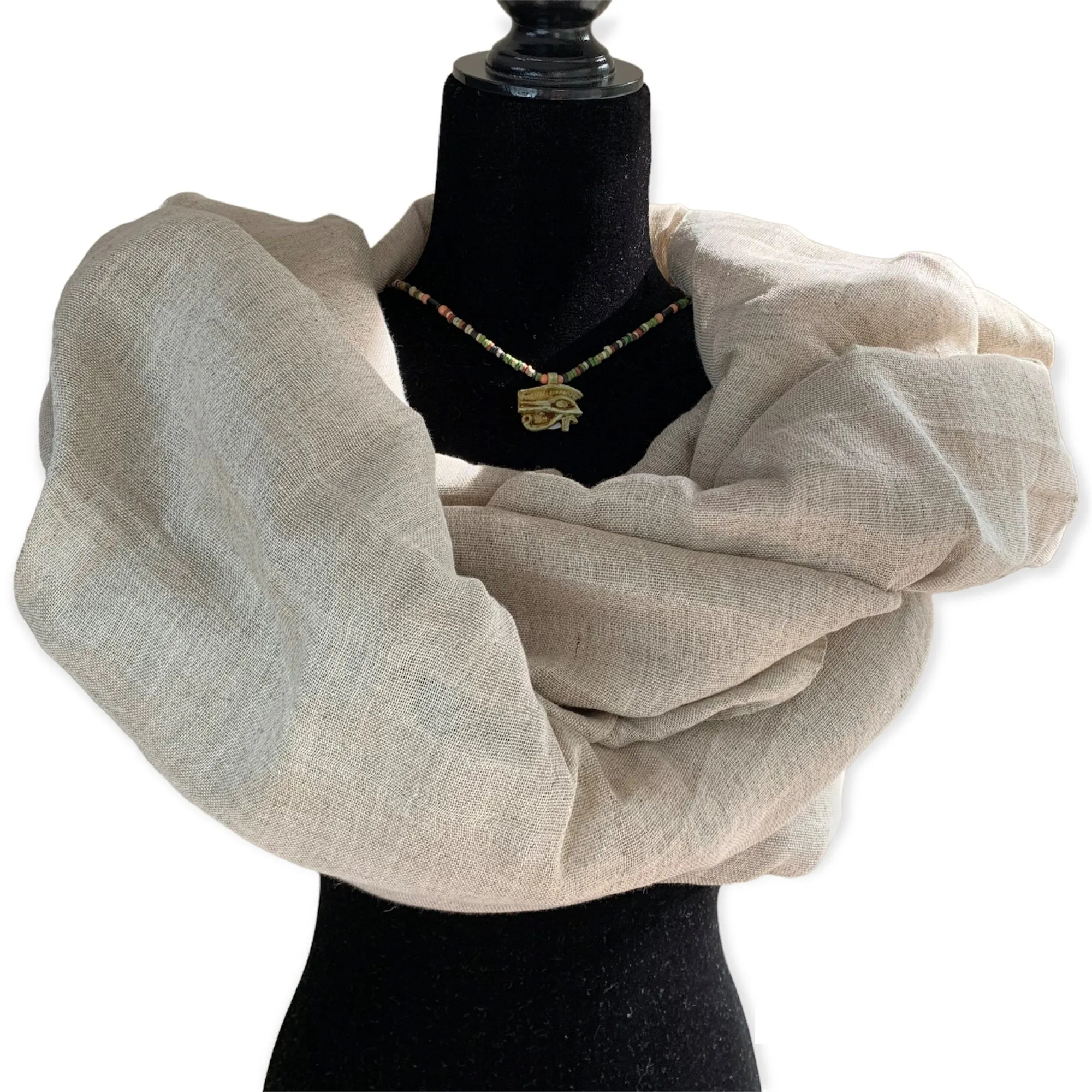 Linen Handwoven Scarf - Greige