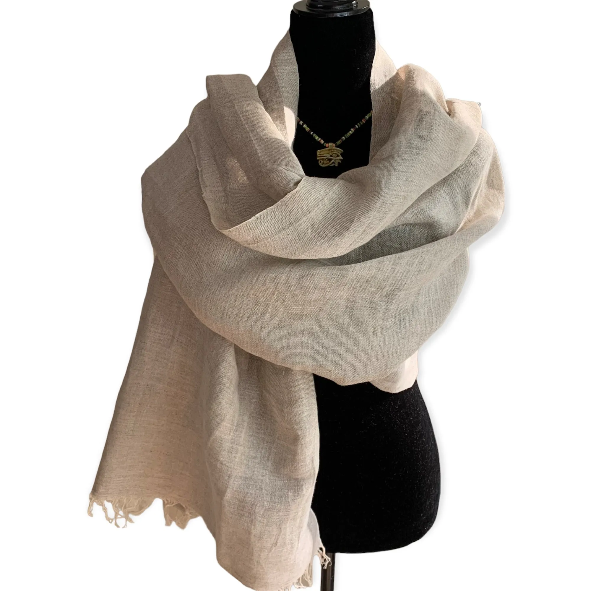 Linen Handwoven Scarf - Greige