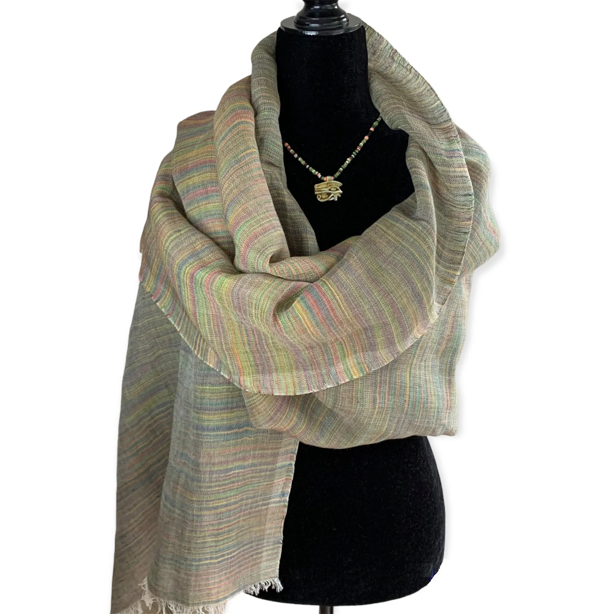 Linen Handwoven Scarf - Variegated Pastel