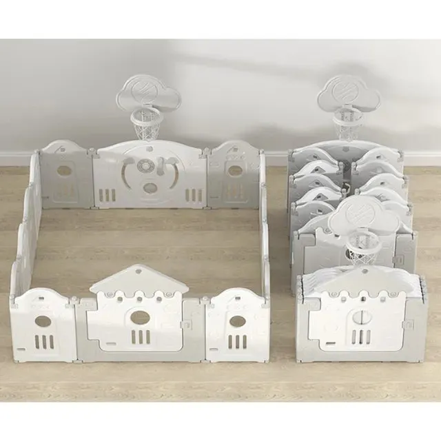Little Angel Kids Playpen (White/Grey) - 160 x 200 x 63 cm