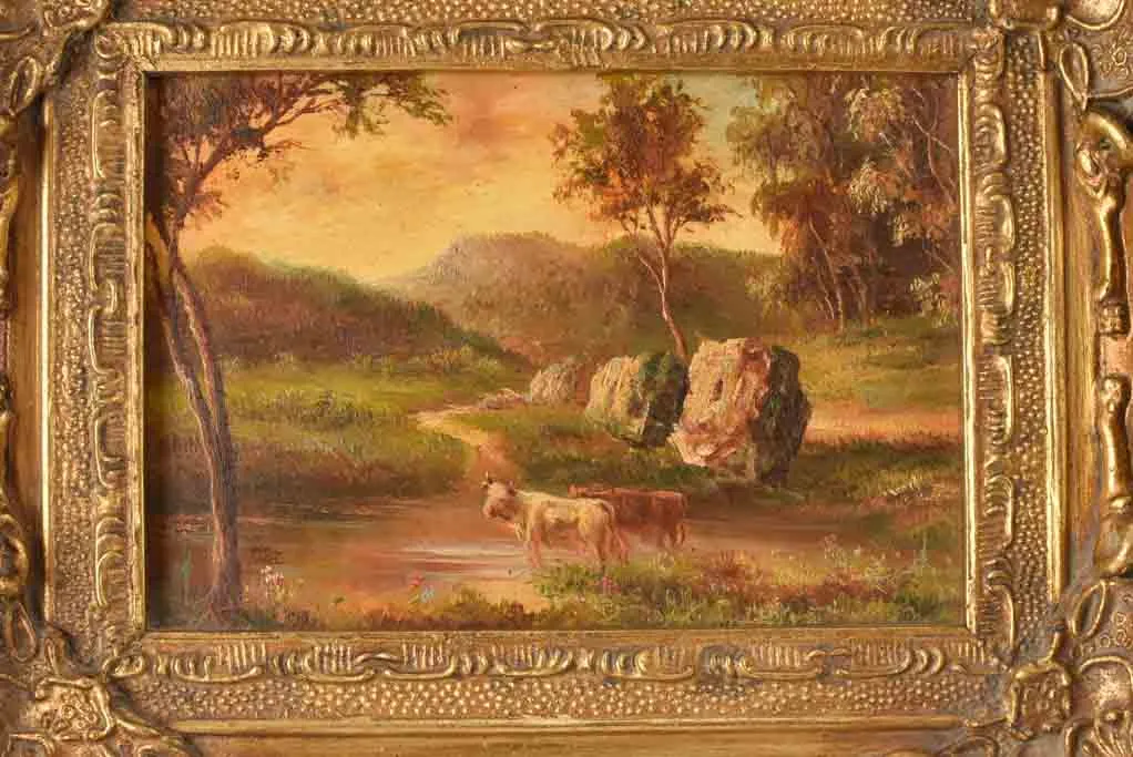 Miniature rural landscape painting 9" x 11"
