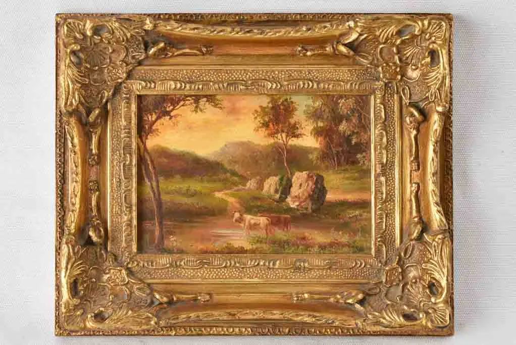 Miniature rural landscape painting 9" x 11"