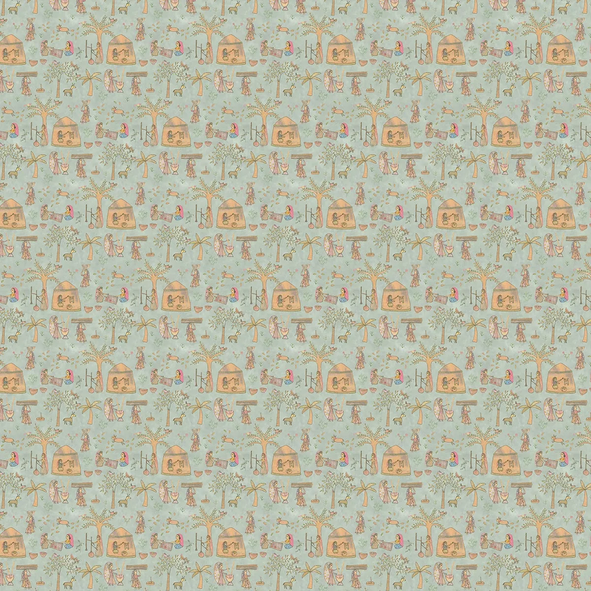 Mithila Indian Sujani Art Sage Wallpaper for Wall