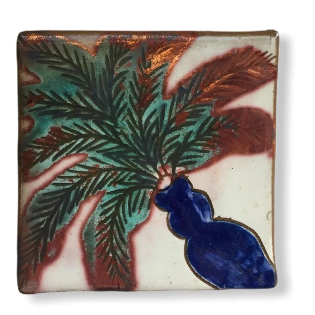 Pottery Coaster - Inclined Palm Tree