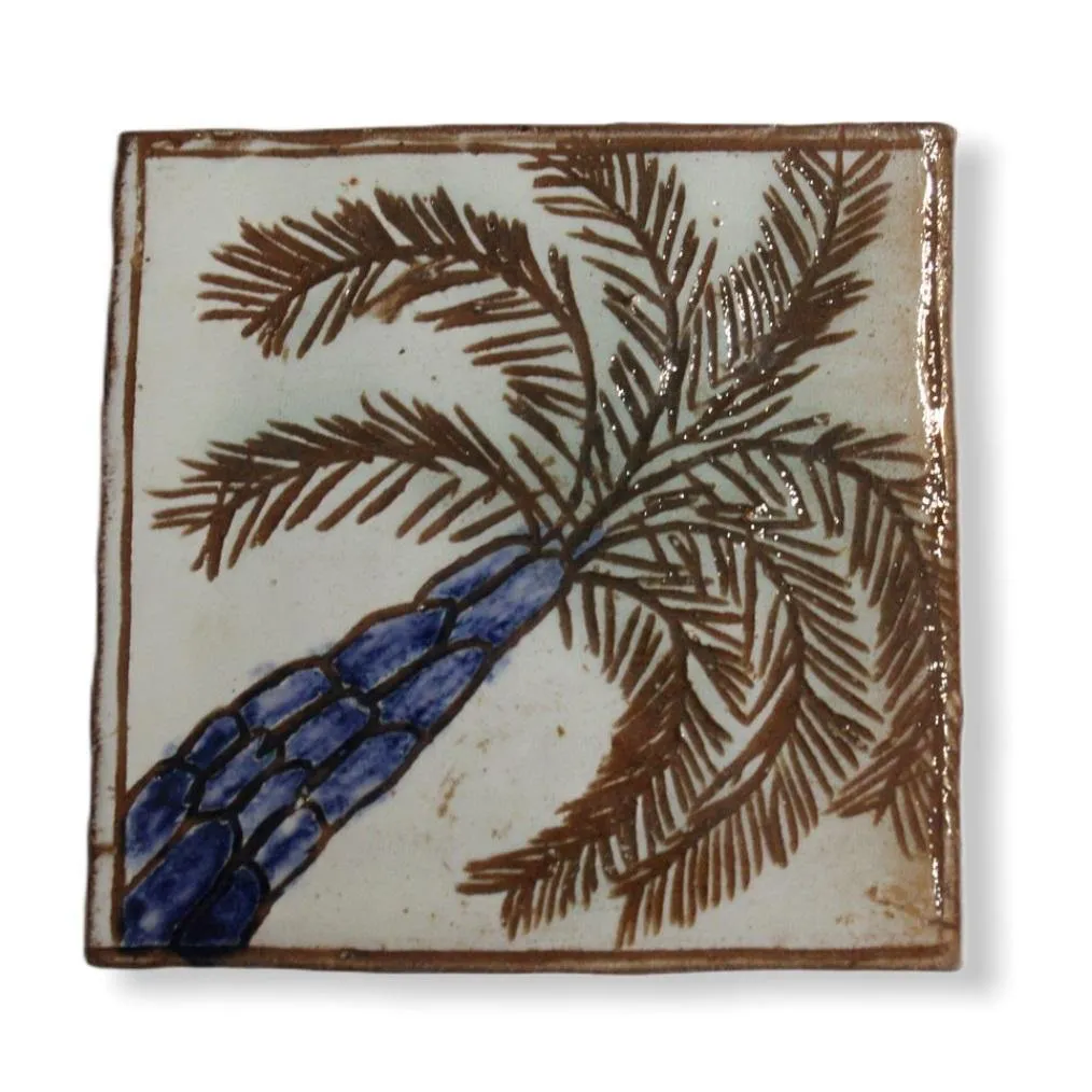 Pottery Coaster - Inclined Palm Tree