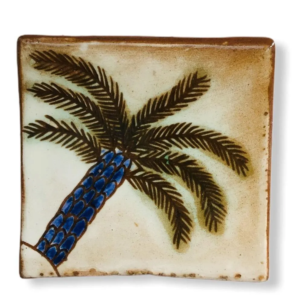 Pottery Coaster - Inclined Palm Tree