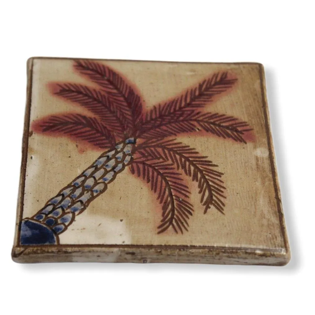 Pottery Coaster - Inclined Palm Tree