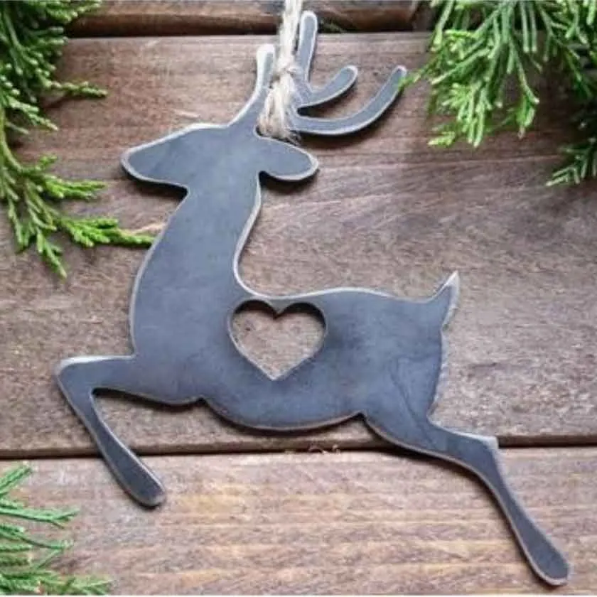 Rustic Steel Ornament - Reindeer