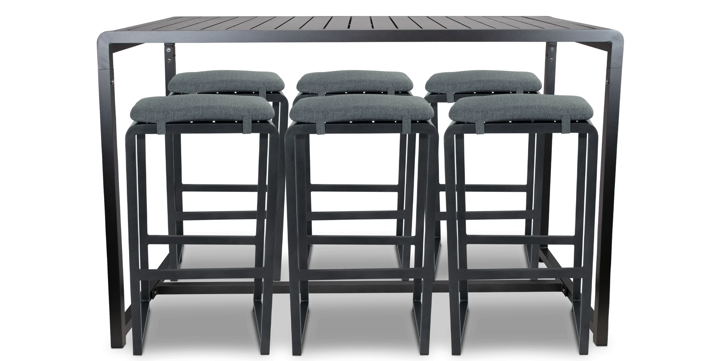 Santorini 7pc Bar Suite in Gunmetal with Platinum Olefin Cushions