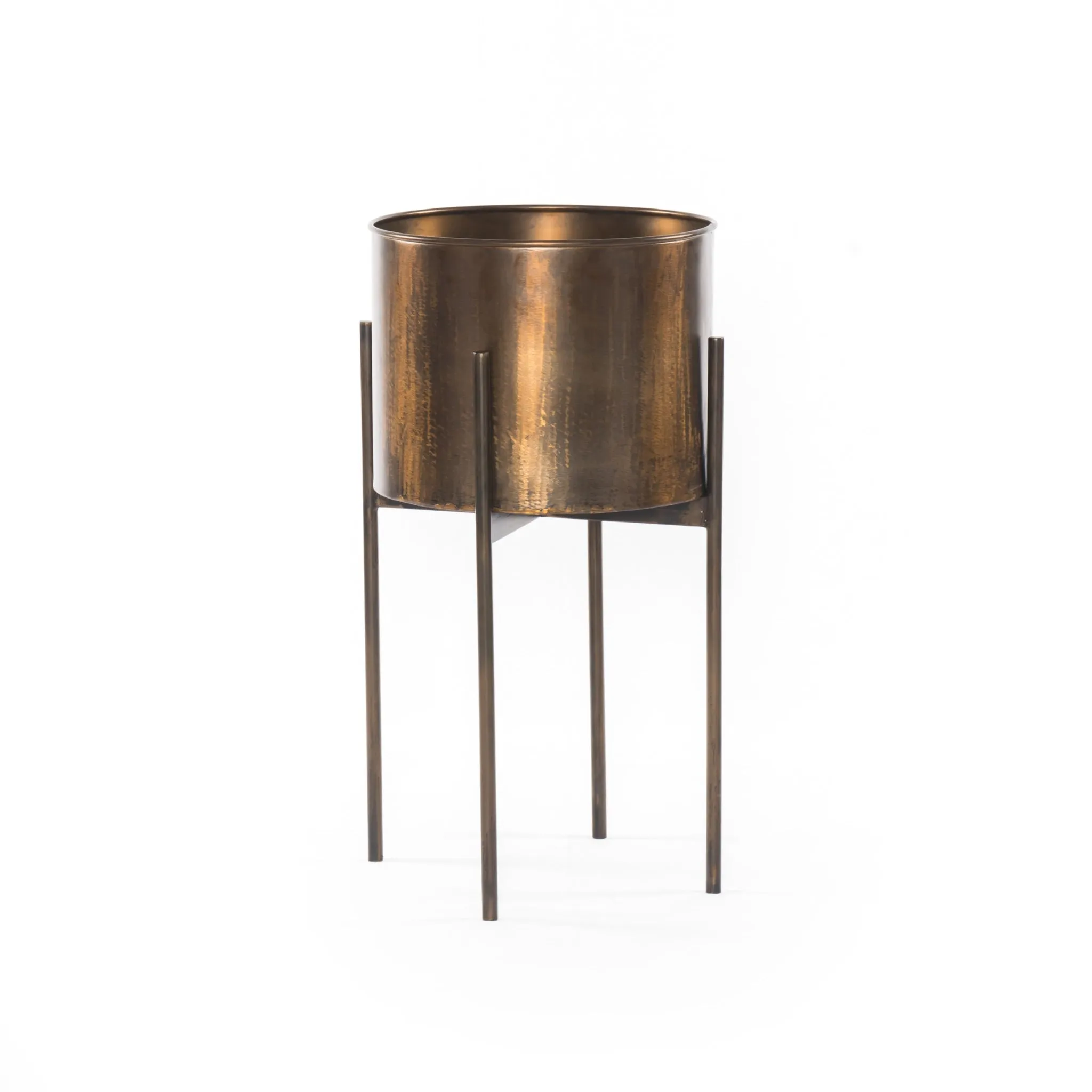 Small Brass-Finished Planter