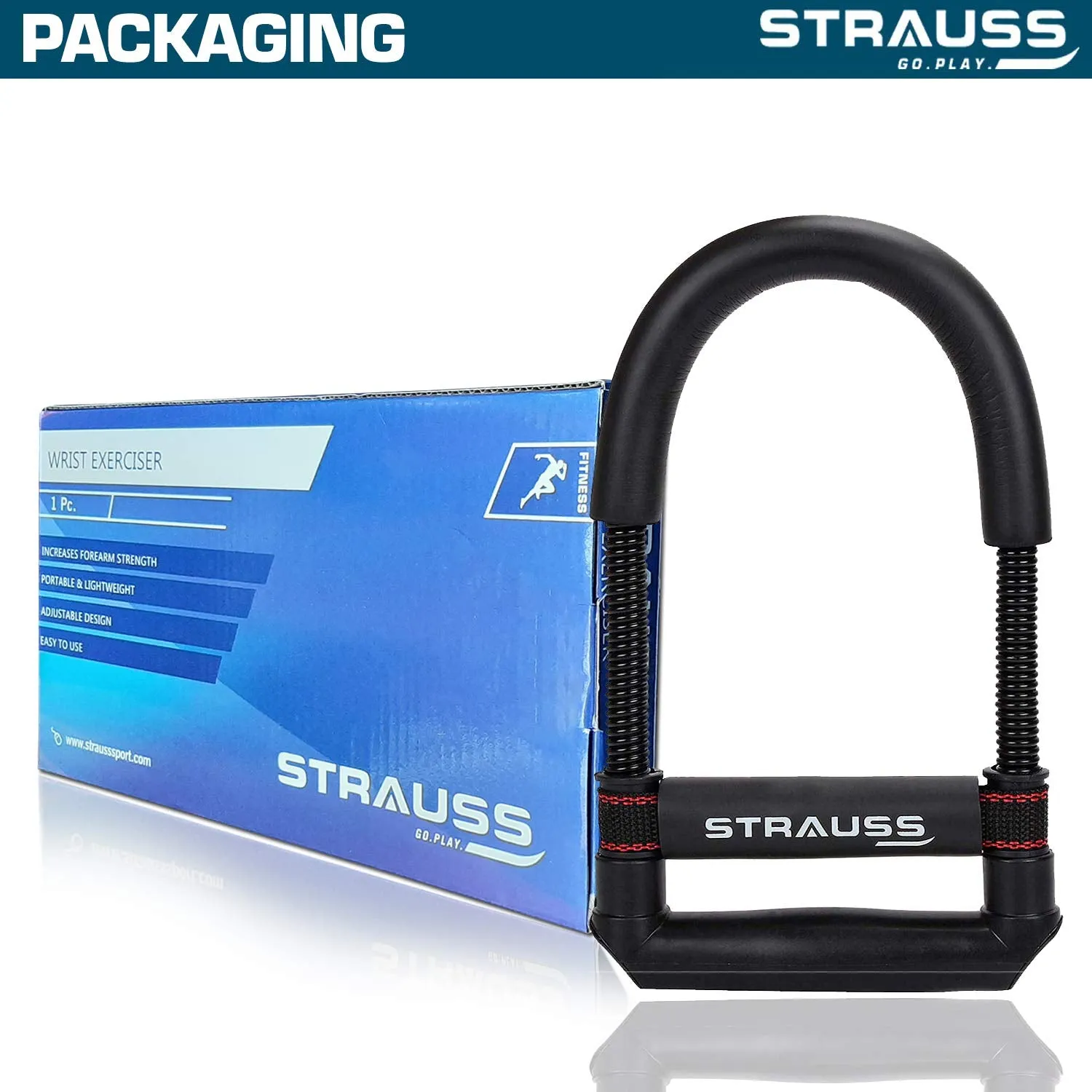 Strauss Adjustable Hand Grip Strengthener, (Black/Blue) and Wrist Exerciser, Black
