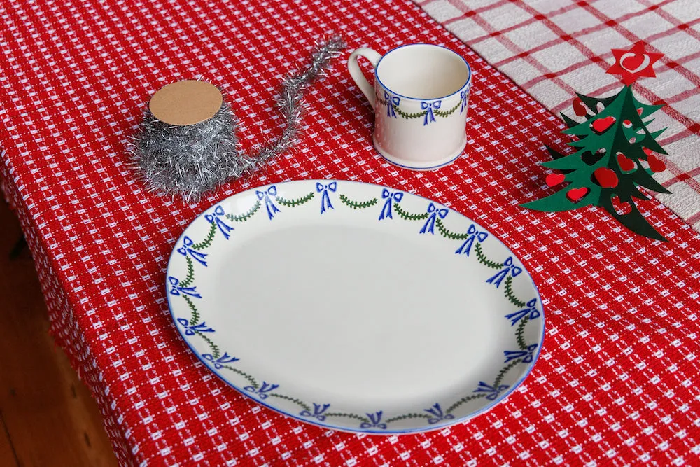 Elegant Oval Platter with Swags and Bows Design