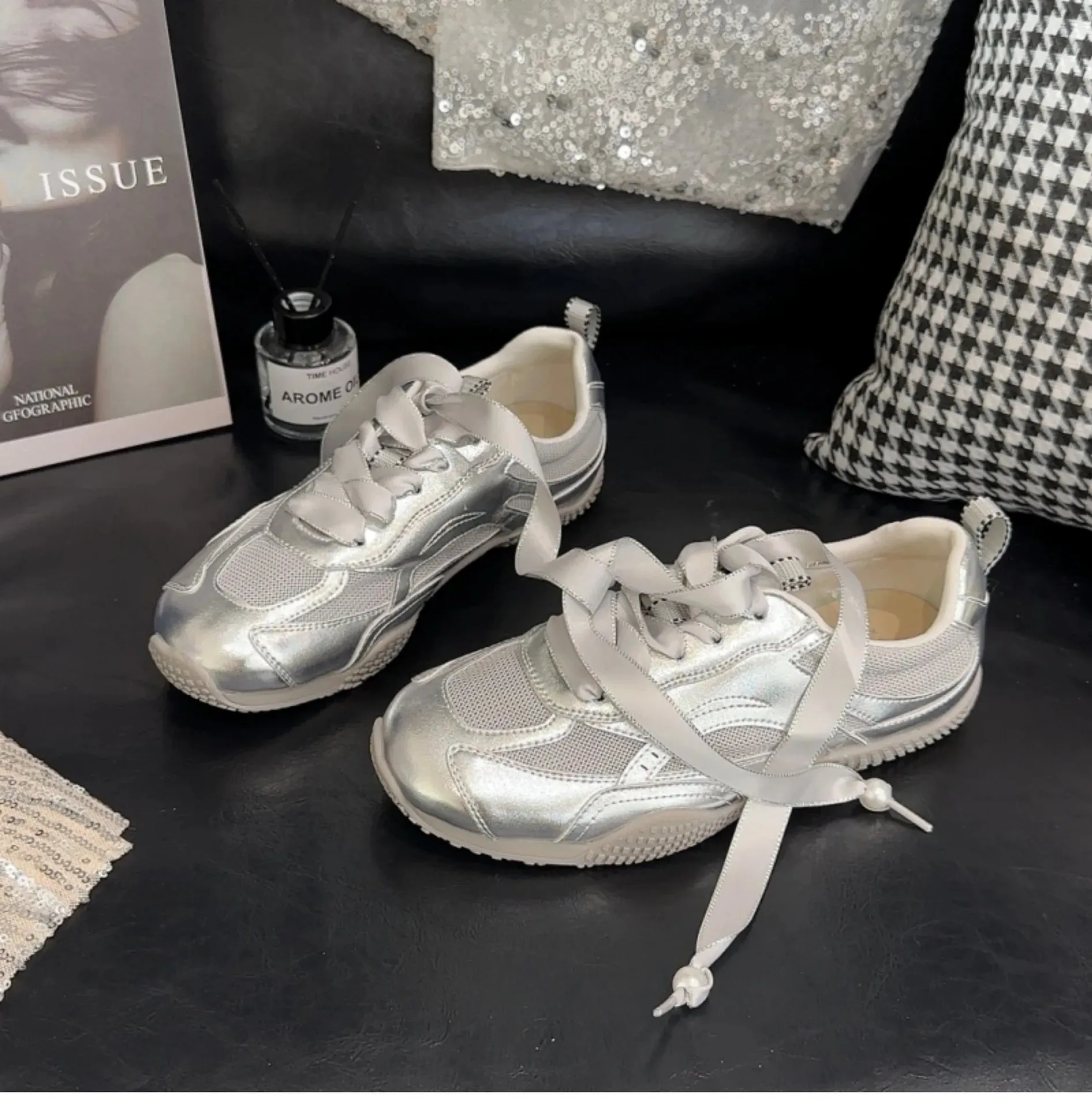 TAVIMART  -  Brand Leather Women's Sneakers Platform Woman Sports Sneakers Female Vulcanized Shoes Sneakers Casual Ladies Trainers